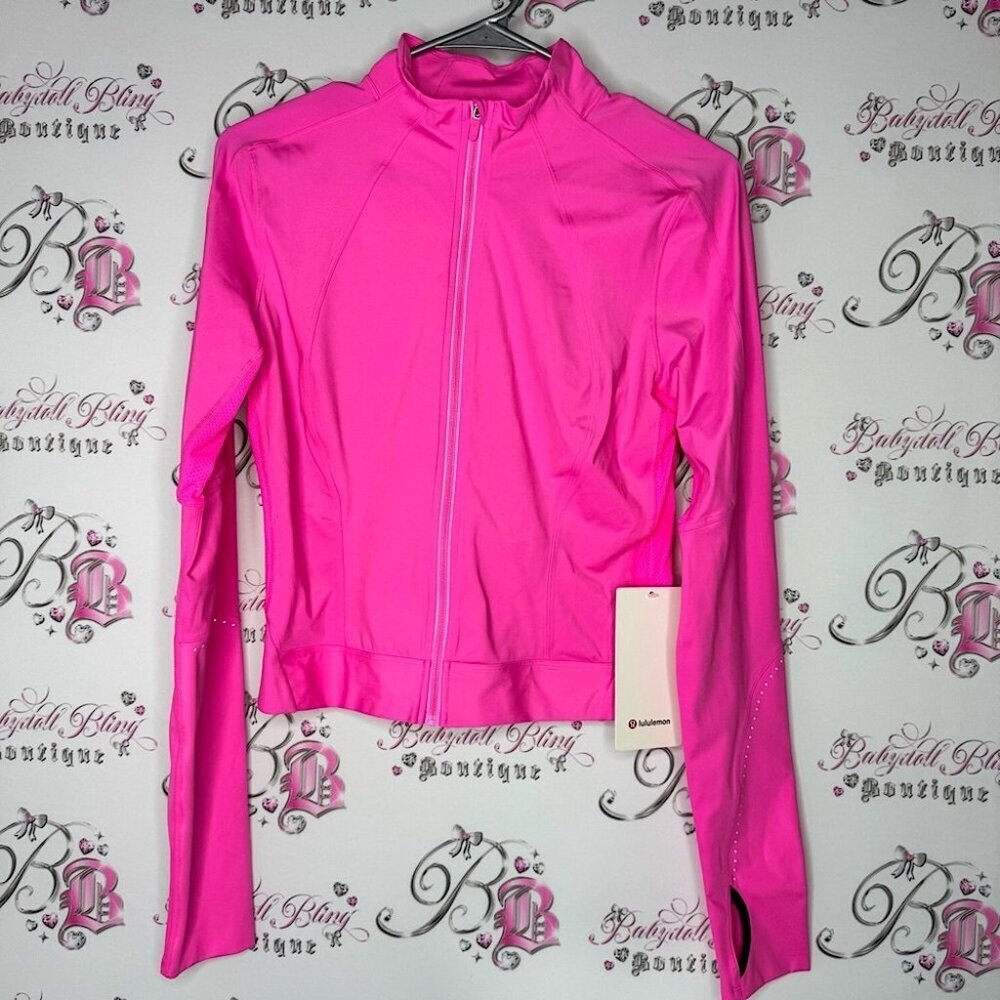Lululemon Pink final mile zip up Jacket lightweight thumb holes zipper pockets